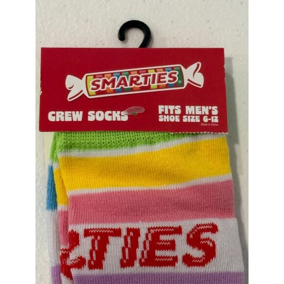 Smarties Candy Crew Socks Men’s 6-12 Colorful Striped Fun Novelty NWT - Picture 2 of 3